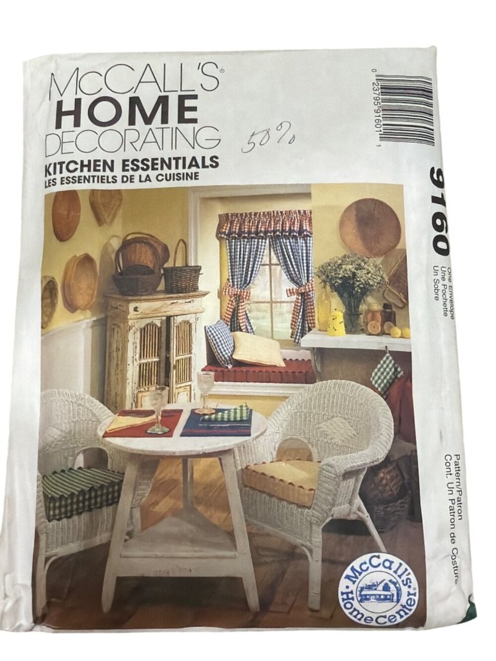 McCalls Home Decorating Kitchen Essentials Sewing Pattern 9160 Includes Curtains